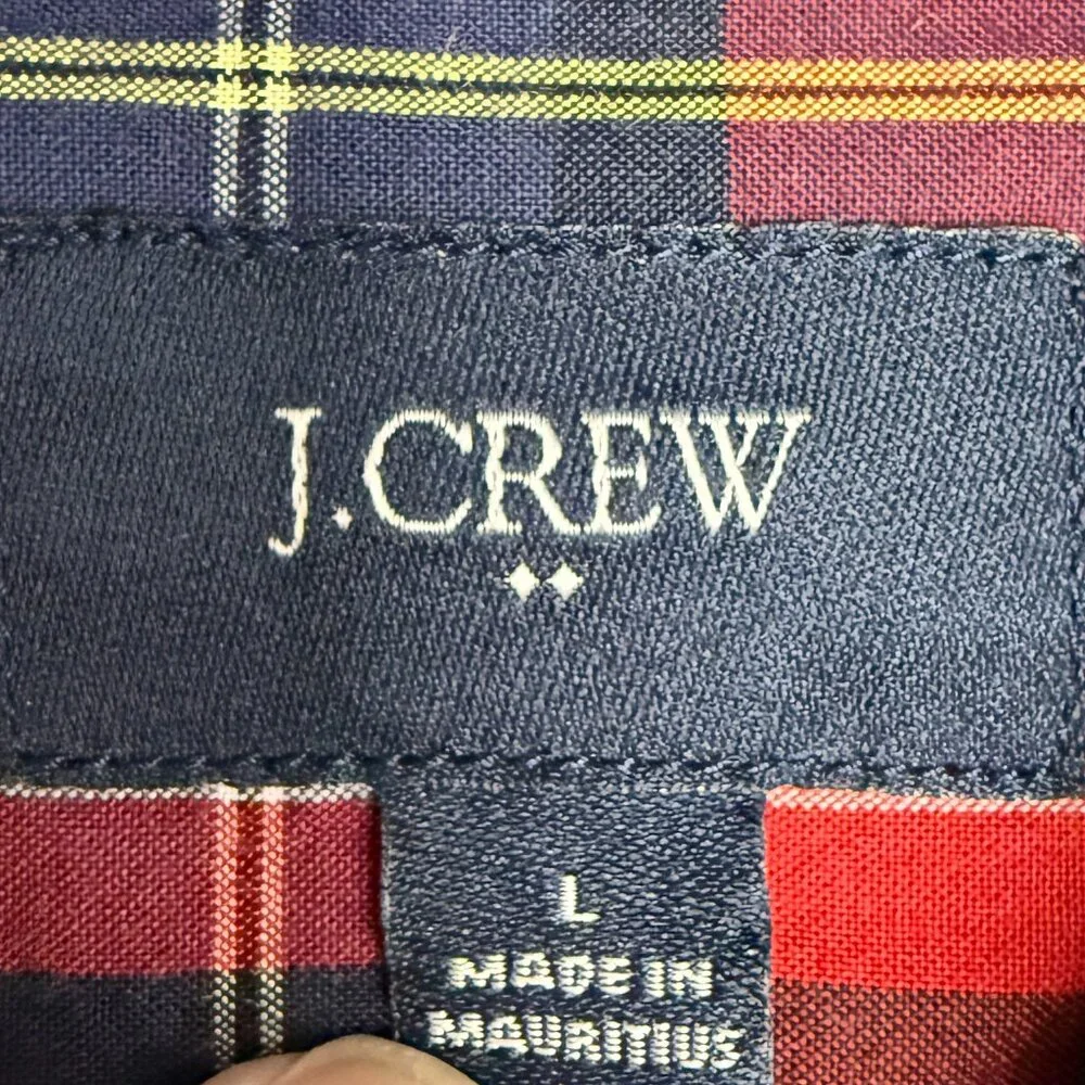 Men's J. CREW Long Sleeve Button-Down Tartan‎ Dress Shirt | Size L